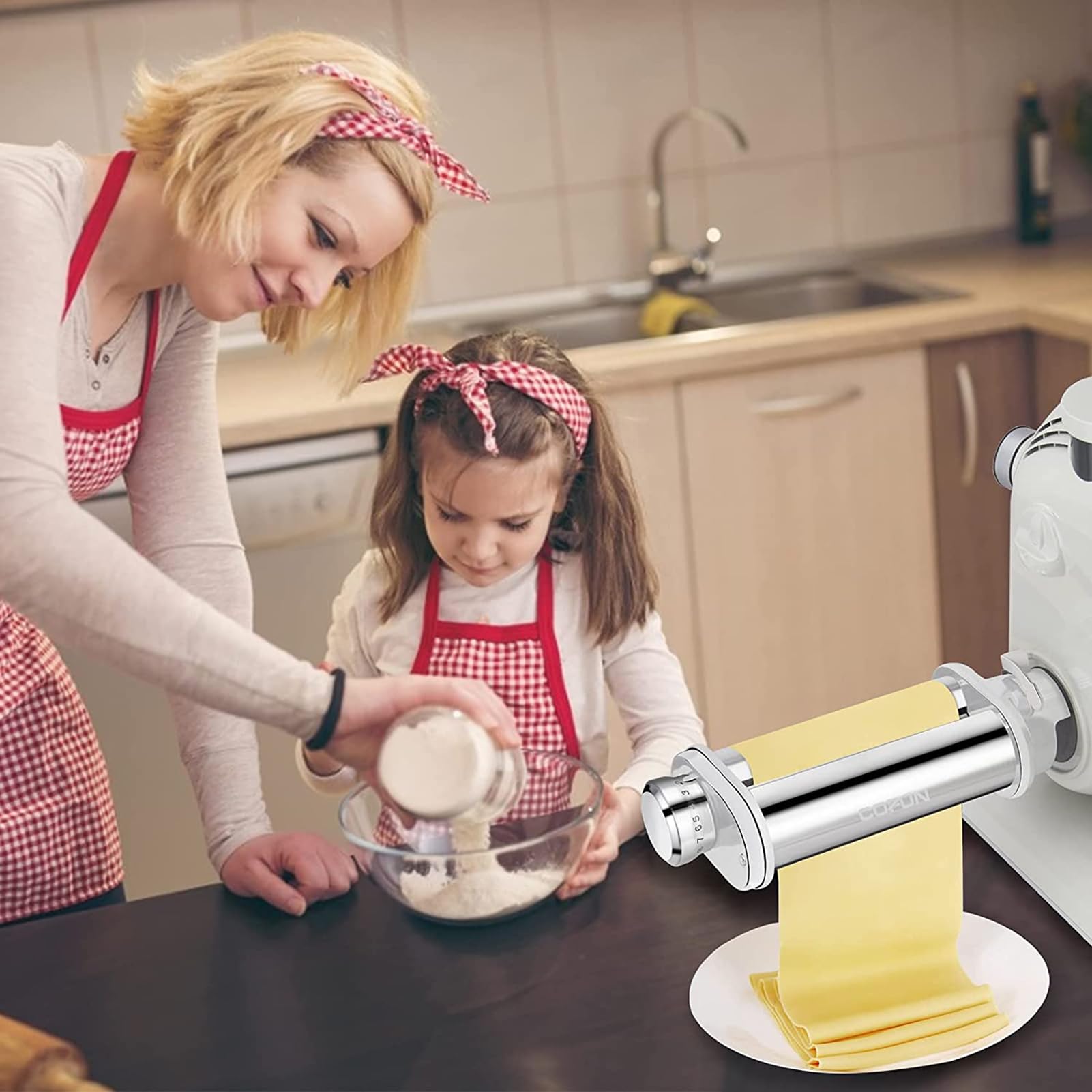 Accesorio de creación de pasta: rollo de de acero inoxidable de 3 | cuchillas de corte de fideos | Rollo de hoja de pasta para pasta casera, espaguetis y herramienta de corte fettuccine con c