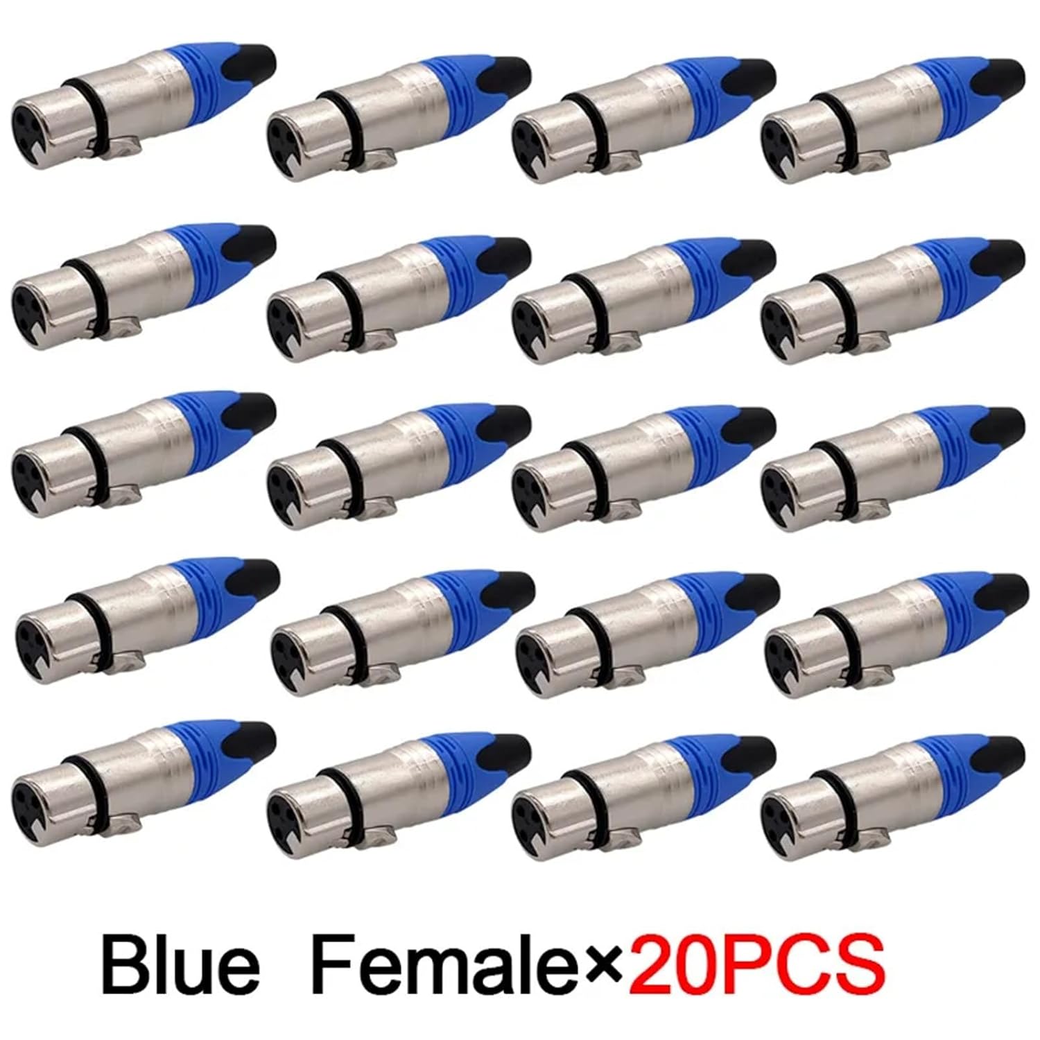 XLR Connector 3pin Audio Microphone Speaker Male & Female Colour Mic(Blue female20PCS)