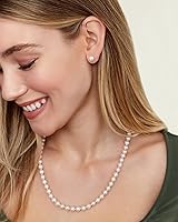 Vista 3 de The Pearl Source - Collar de oro de 14 K de calidad AAAA con perlas cultivadas en agua dulce blancas para mujer - Regalos de perlas para Navidad