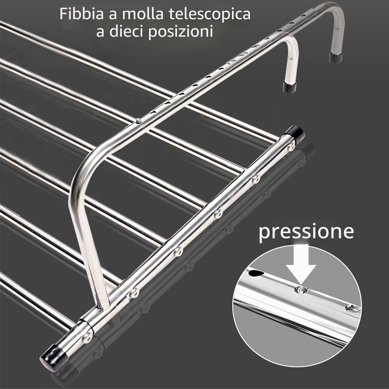 Stendibiancheria in Acciaio Inox Stendino Appendibile Estensibile Ribaltabile Stendino da Parete Allungabile, Ben Fatto Stendibiancheria da Balcone, per Uso Interno Ed Esterno