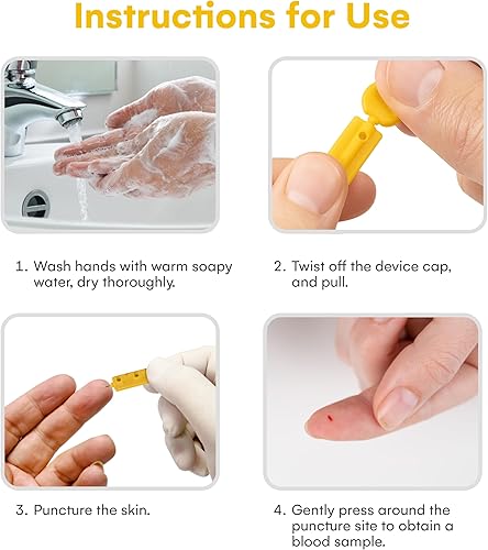 Miniatura 5 de Lancets para pruebas de diabetes - Lancetas diabéticas de calibre 30 para análisis de sangre y pruebas de glucosa se adapta a la mayoría de