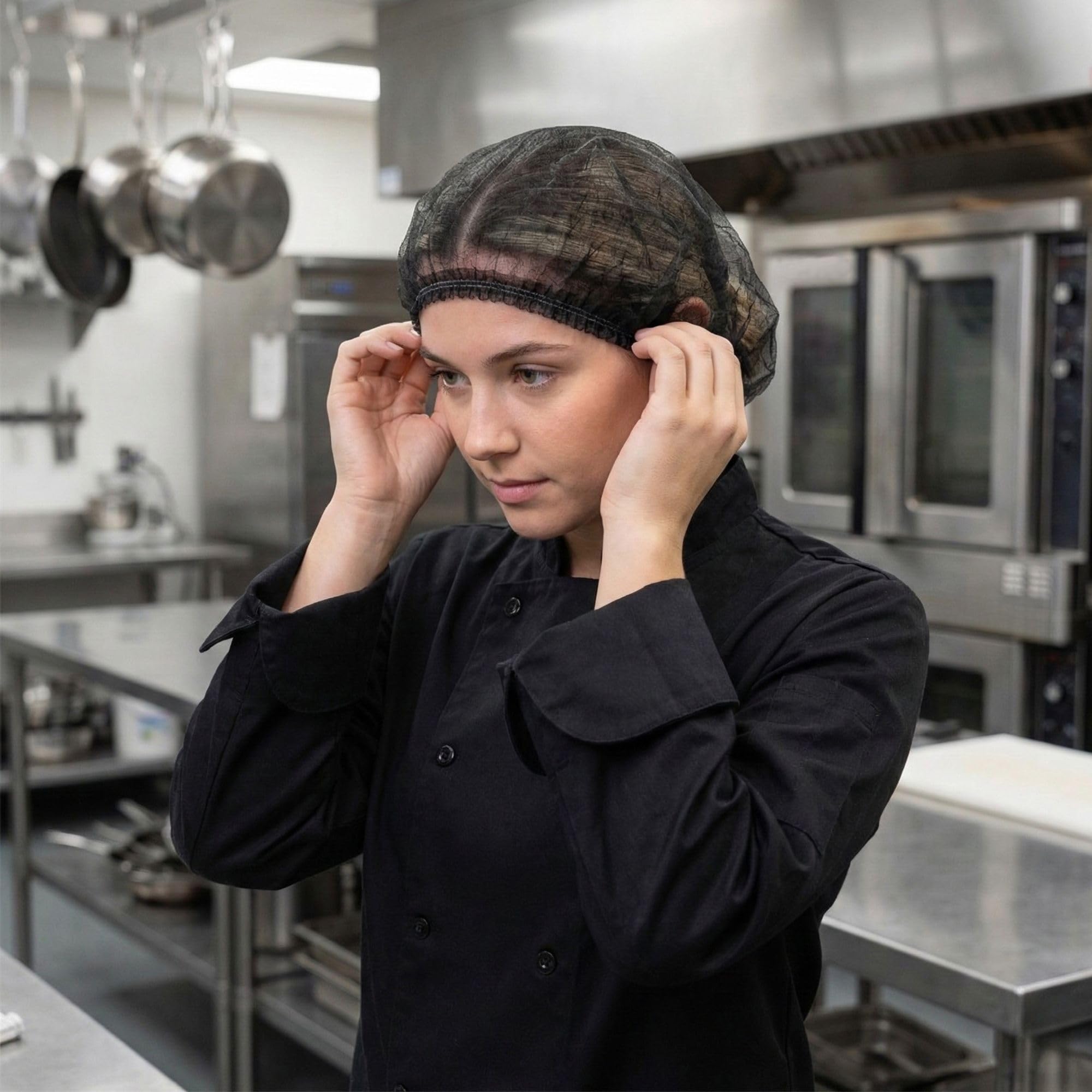 Clean Tek Einweg-Bouffant-Kappen, 53,3 cm, 1000 Vlies-Haarnetze – leicht, für Gastronomie, Salons oder Spas, schwarzes Polypropylen, atmungsaktiv – Restauranware