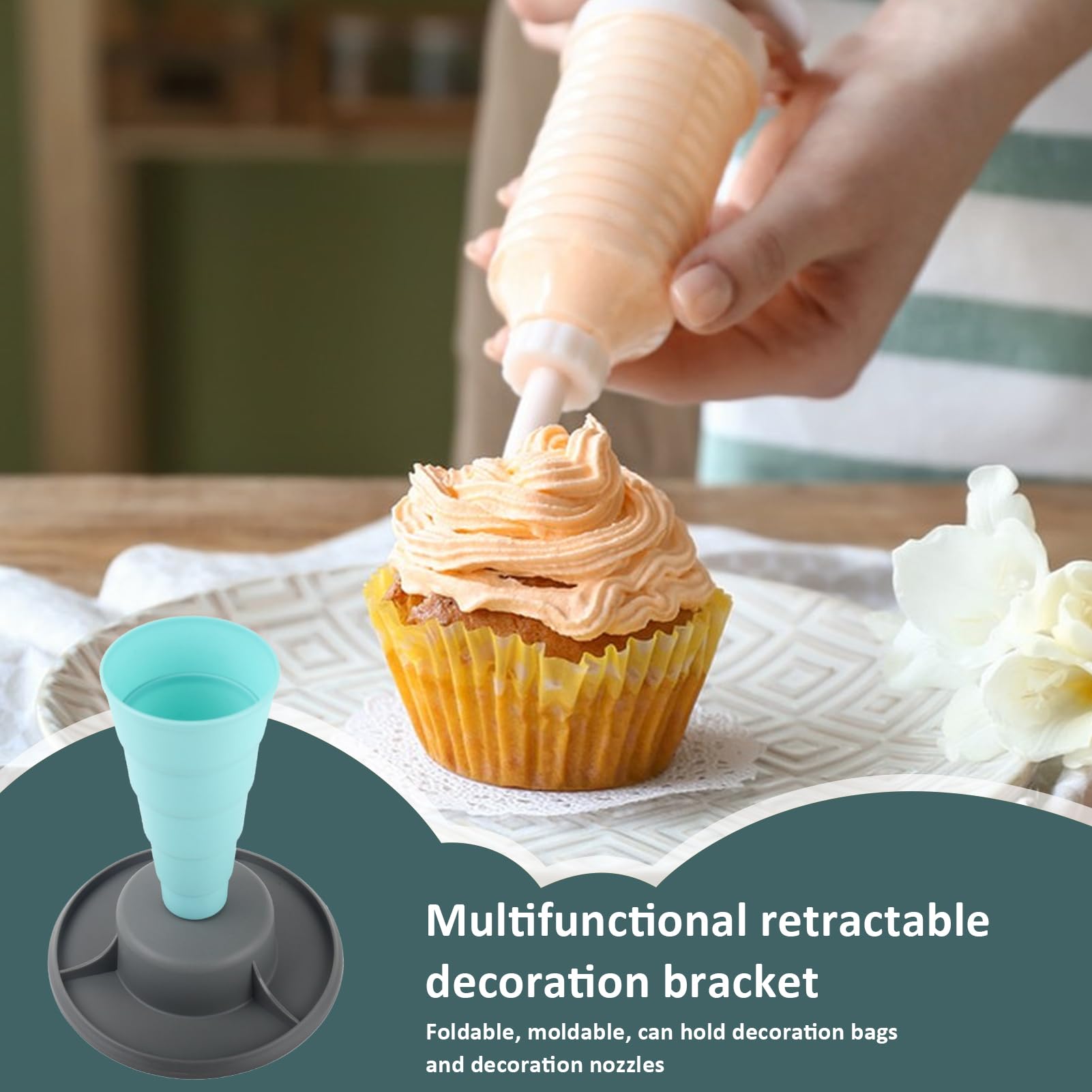 Support De Poche à Douille Télescopique – Rangement Glaçage, Pâtisserie, Ajustable Et Pliable - 8