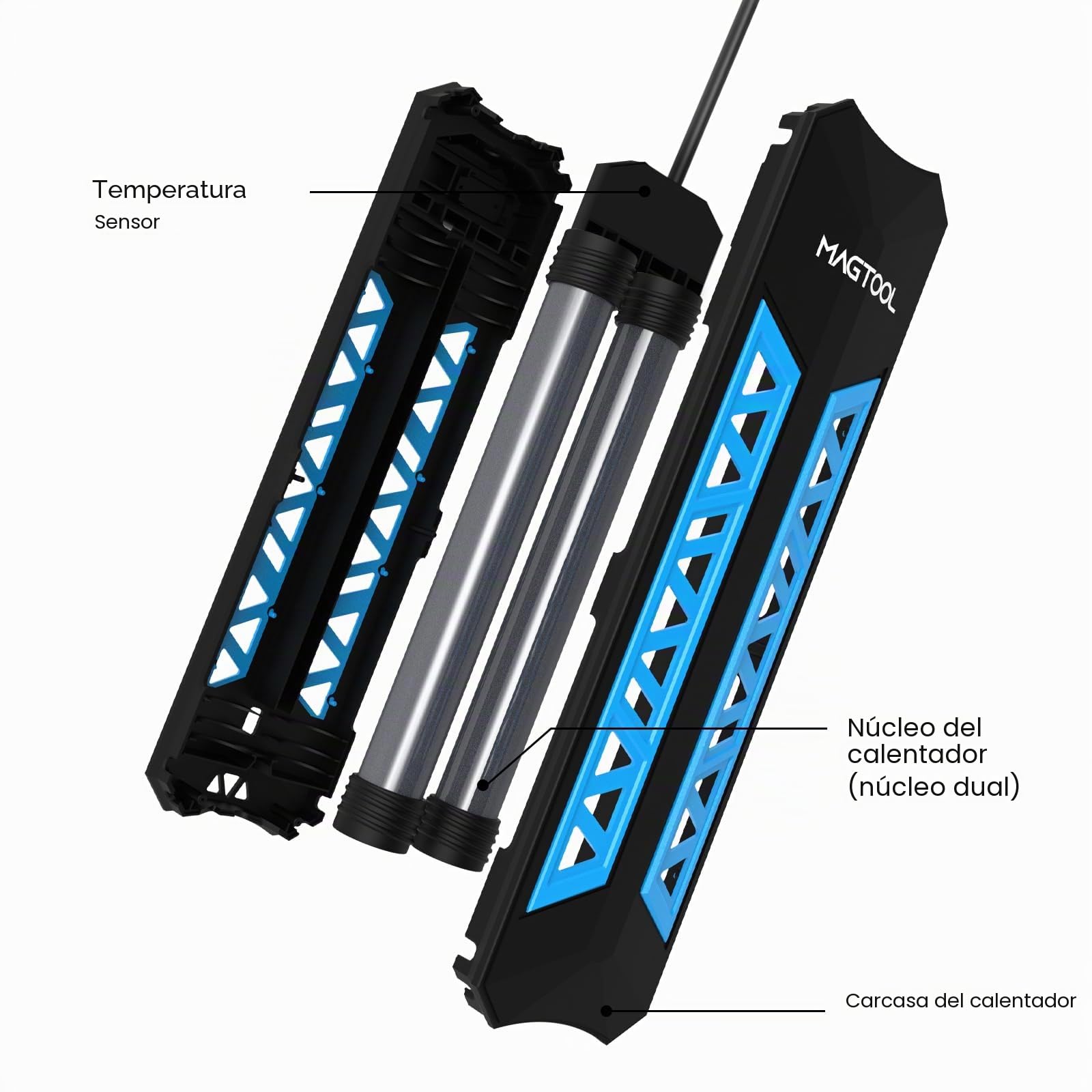 MagTool 300 to 1500W Calentador Acuario, Calentador Sumergible para Acuarios con Protección contra Sobrecalentamiento Y Apagado Automático De Peces con Controlador Digital para Agua Dulce Y Salada