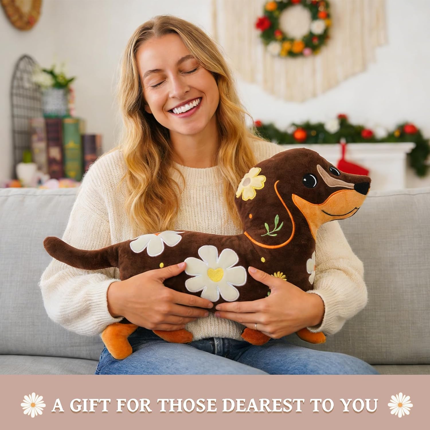 Tian Zhun Dachshund Gifts Weiner Dog Gift Best Dog Mom Gift for Women Dogs Lovers Dachshund Pillow 13.8 x 12.21 Inch Home Decor for Sofa