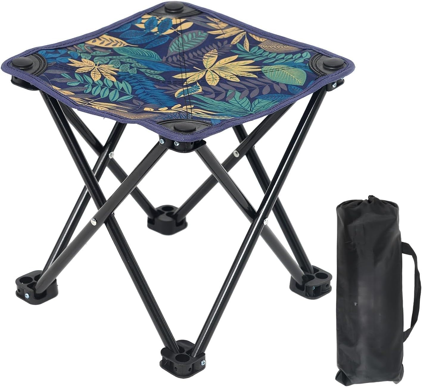 4-Leg Folding Camping Stool for Adults | Portable Outdoor Chair with Carry Bag | Heavy Duty Metal Frame | Travel, Picnic, Fishing & Trekking-image-13