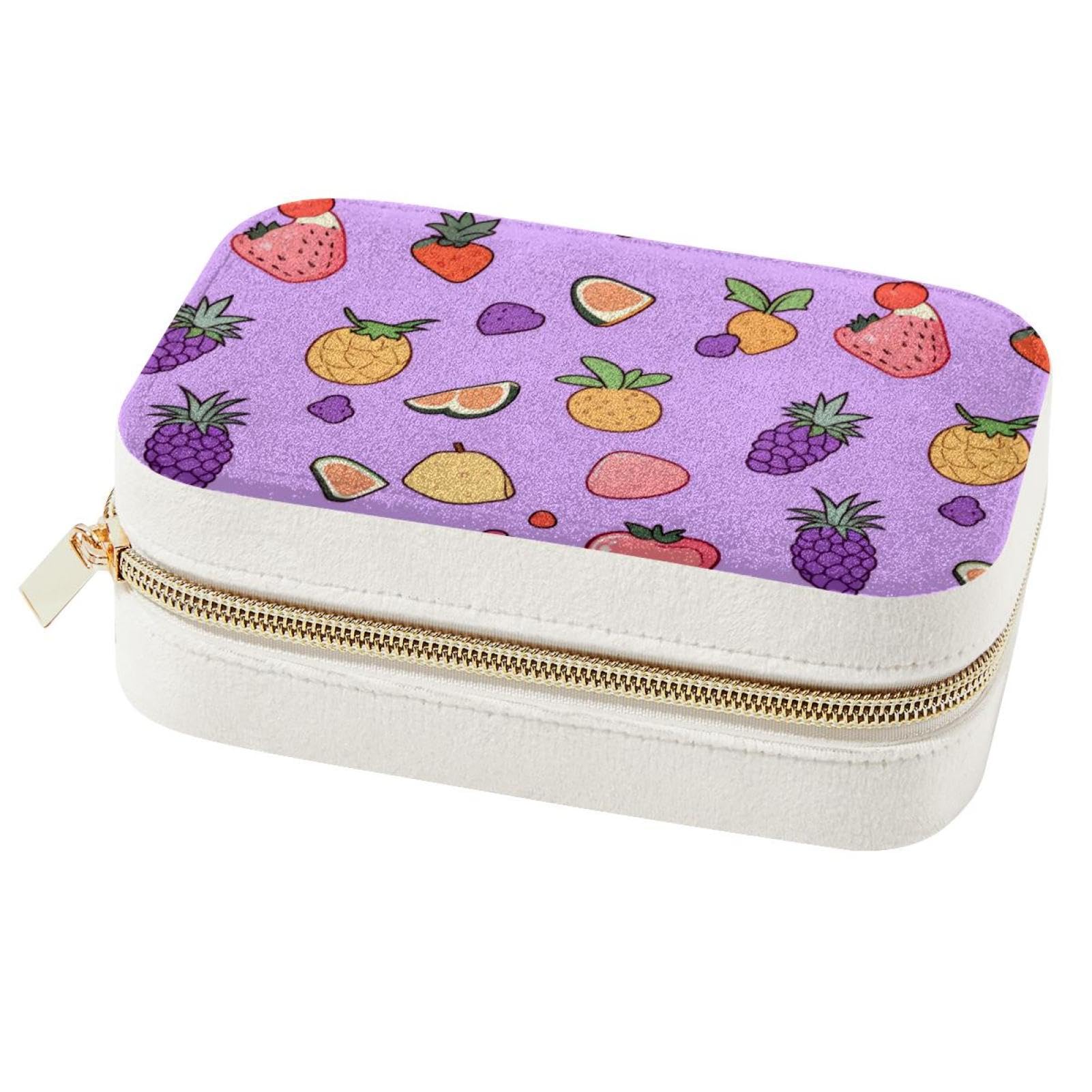 Boîte à bijoux de voyage cadeau idéal pour femmes et filles à motif fruits violets