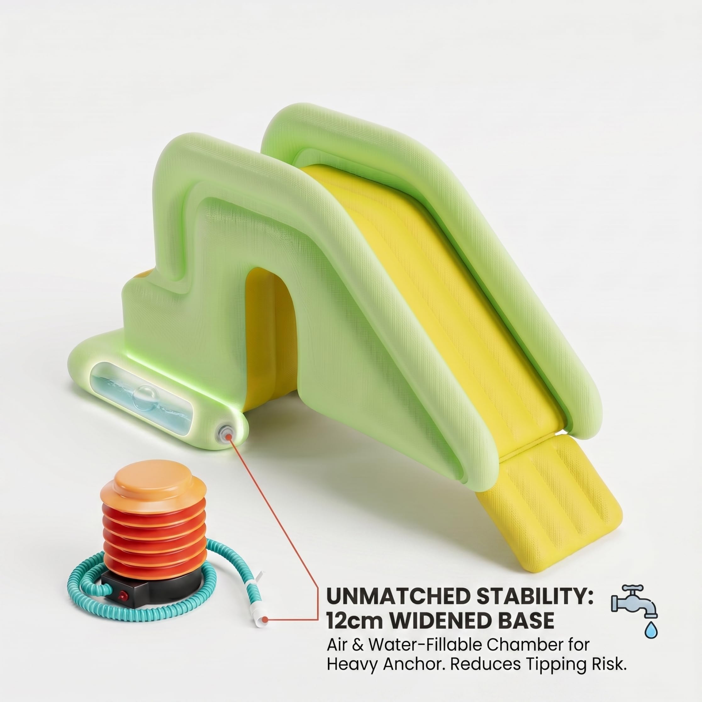 Scivolo Gonfiabile per Piscina da Giardino, Scivolo Gonfiabile per Piscina con Base Ampia Antiribaltamento, Acqua per Piscine Estive, Verde Chiaro, 200x85 cm