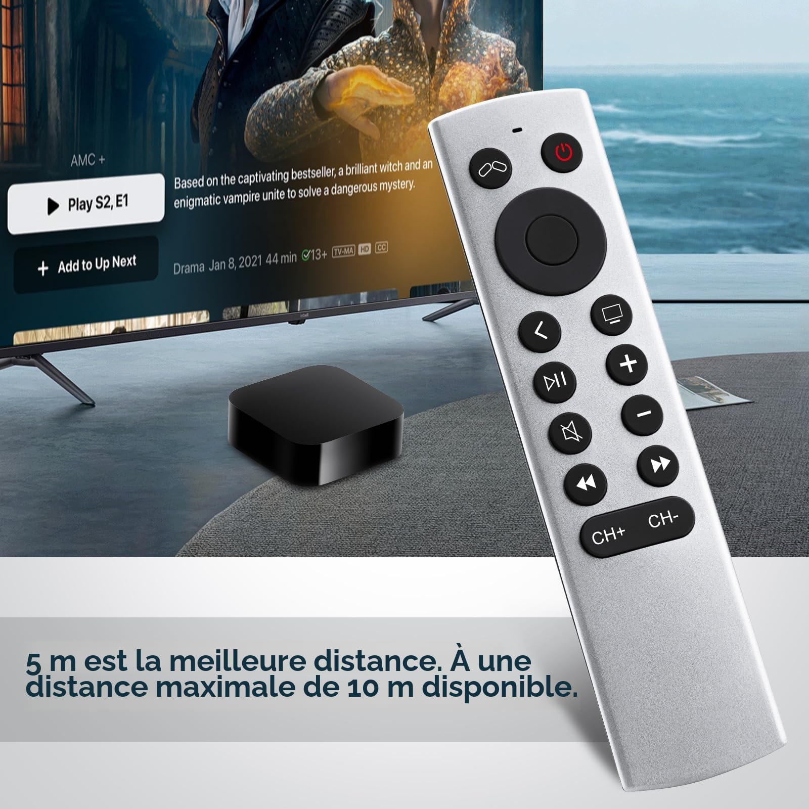 Telecommande-pour-Apple-4K-TV-Remote, Télécommande pour Apple TV 4K/HD (NO Voice & Siri)