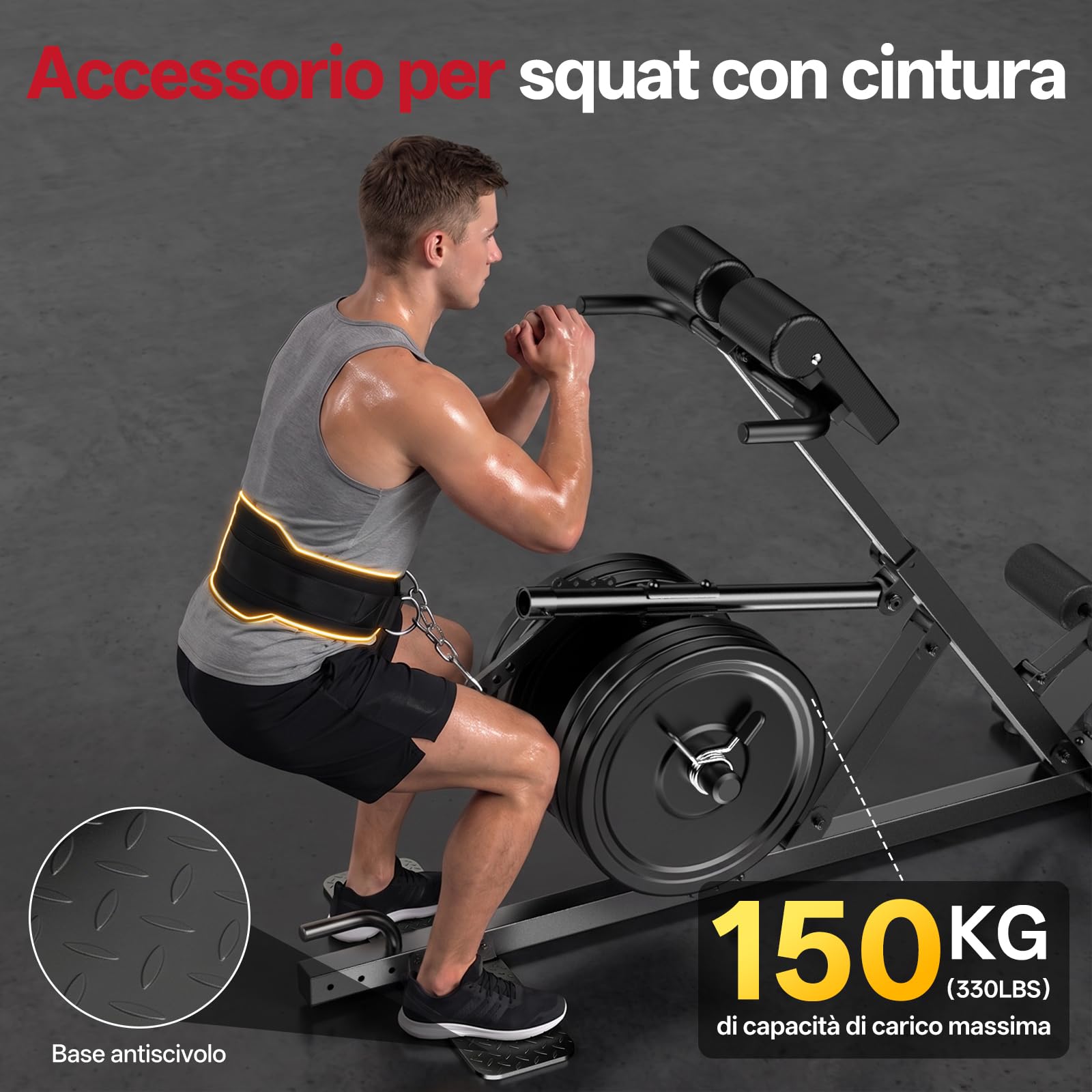 PASYOU panca romana regolabile 4-in-1 per iperestensioni, squat, stacchi, Include cintura da sollevamento, compatibile con dischi 1" e 2", Ideale per home gym