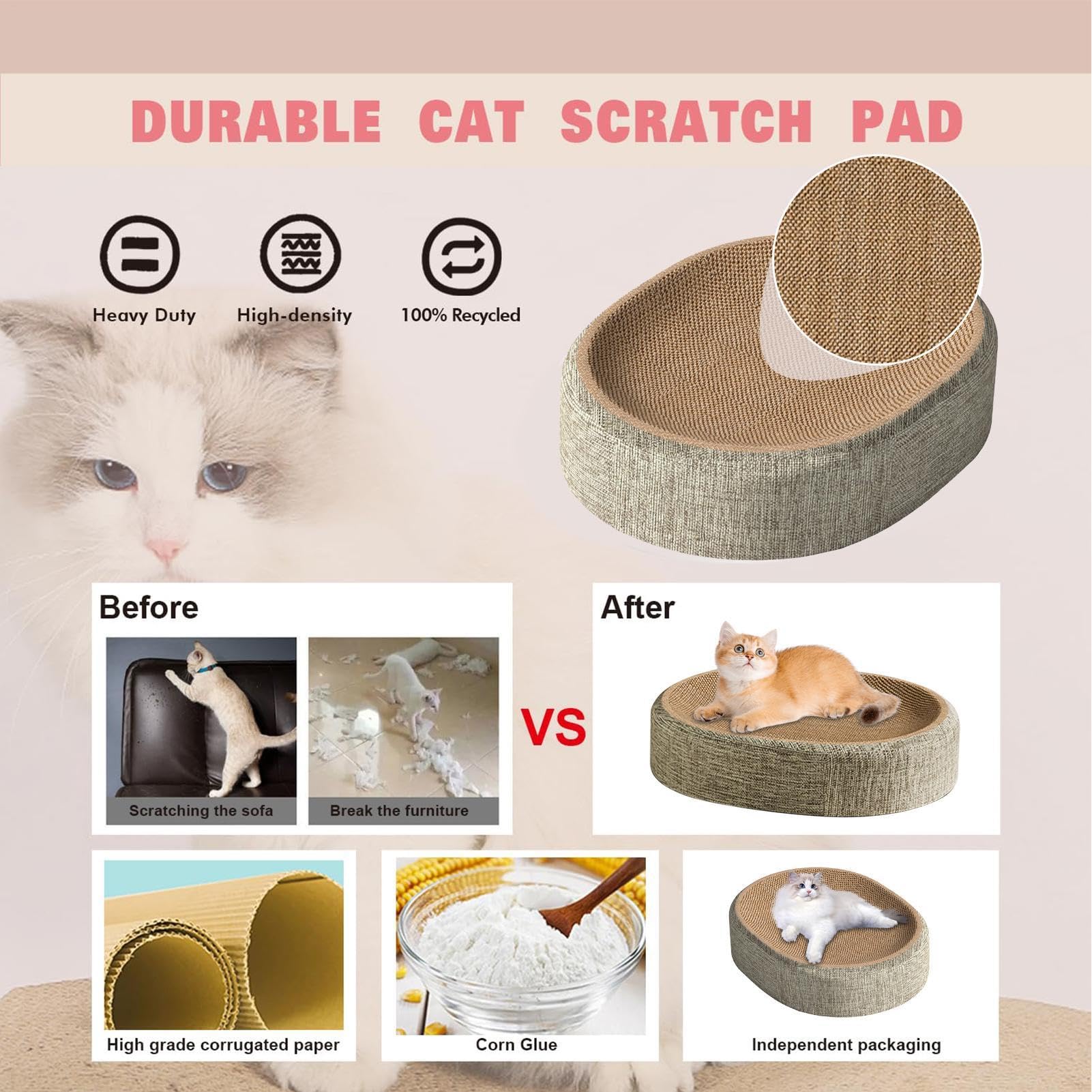 Kratzbrett für Katzen Multifunktionaler Möbelschutz, aktives Spiel und Ruhe | Sisal Kratzbrett Nest für Katzen Für Kätzchen-Training, Möbelschutz, Als Rückzugsort Und Versteck, Aktives , Ruhe Und
