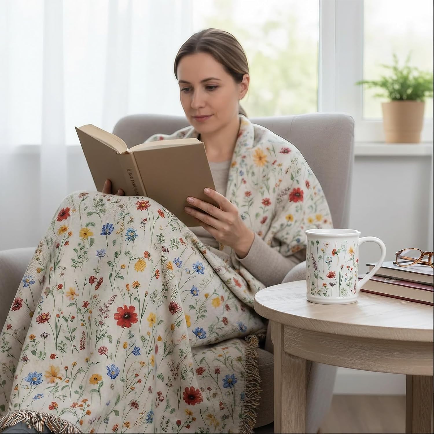 Potiera 16 oz Large Floral Coffee Mug, Birthday Gifts for Women, Mother's Day Christmas Holiday Gifts for Her Mom Sister, Handmade Ceramic Latte Flower Mugs, Unique Cute Novelty Tea Cup with Handle - Image 4