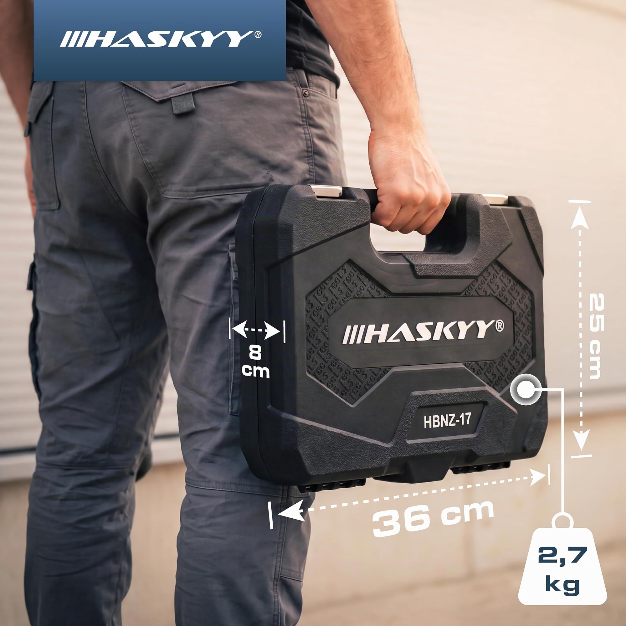 HASKYY Kit profesional de remachadora para tuercas remachables (Rivnut) + 150 tuercas de acero -M5/M6/M8/M10/M12 (30 uds cada medida)