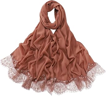 Instant Hijab for Women Muslim Lightweight Chiffon Lace Scarfs Middle Eastern Islamic Prayer Hijab