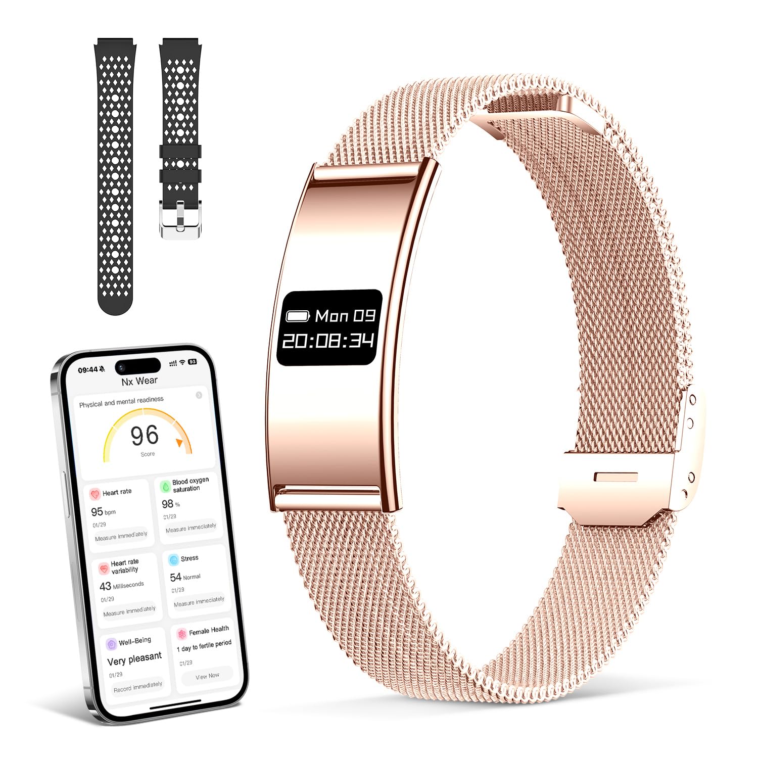WeBeqer Fitness Tracker with Sleep Monitor, Smart Watch for Women Men with Step/Heart Rate/Blood Oxygen Monitor, IP68 Waterproof Activity Tracker with 2 Bands Compatible with Android & iPhone(Gold)