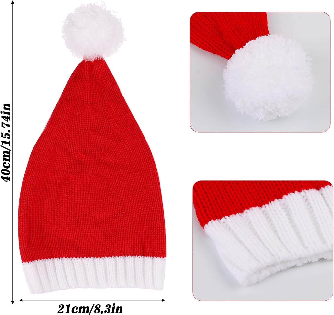 Santa Hat Christmas Hat Xmas Party Knitted Hats for Adult Women Men - Image 2