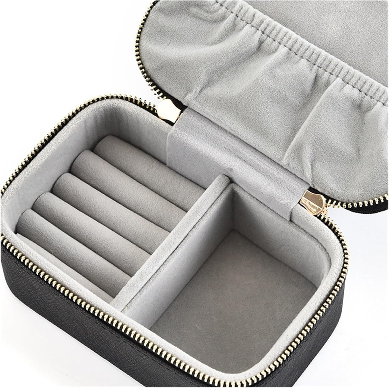 Jewelry Box Organizer Jewelry Box Portable Ring Jewelry Box Flannel Storage Zipper Cosmetic Box Jewelry Organizer Small(B) (A S)