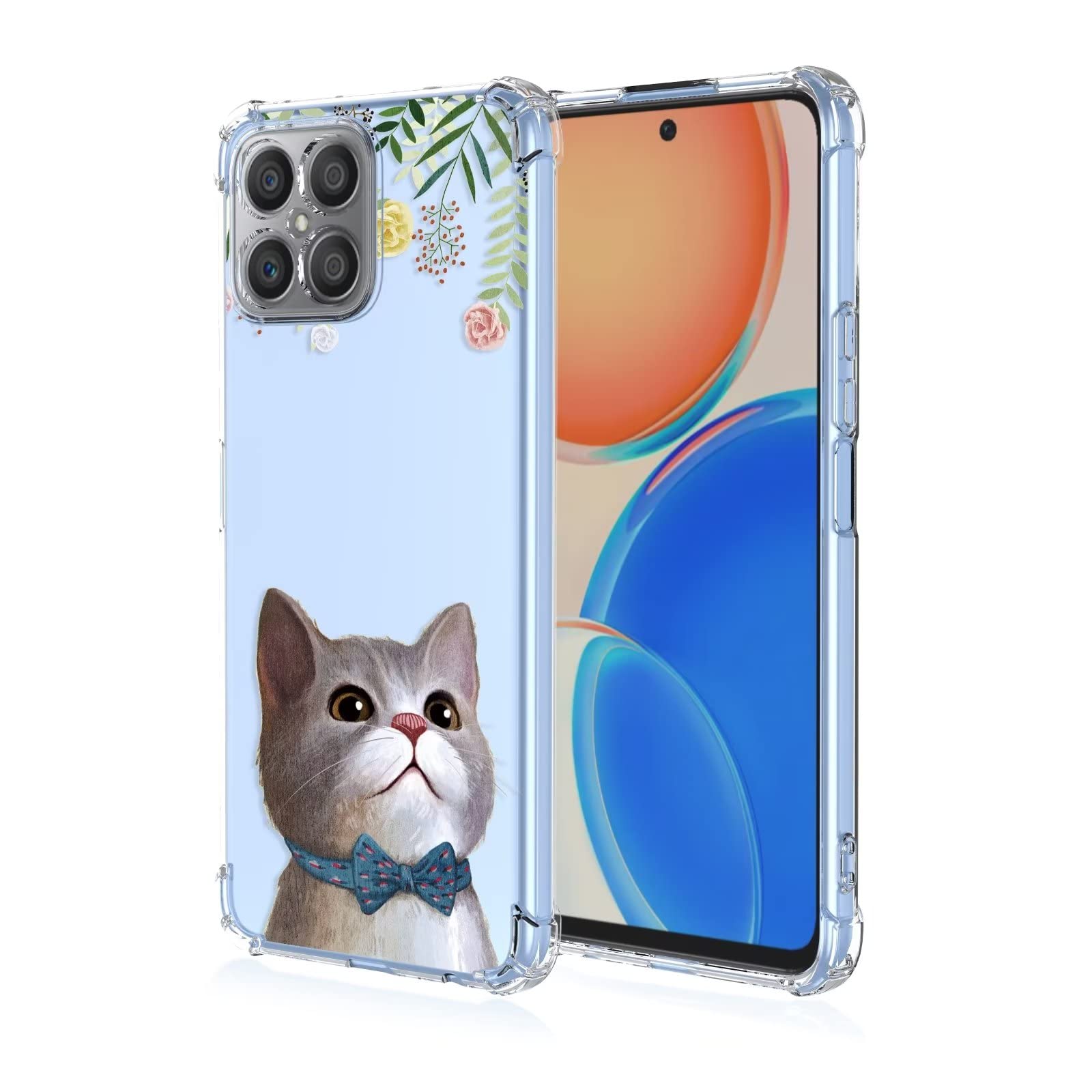 WUACYEAMING per Honor 4C/Huawei G Play Mini Cover,antiurto in silicone TPU morbido antiscivolo custodia protettiva con motivo dipinto nero Carino Moda Protezione Case-Gatto bianco