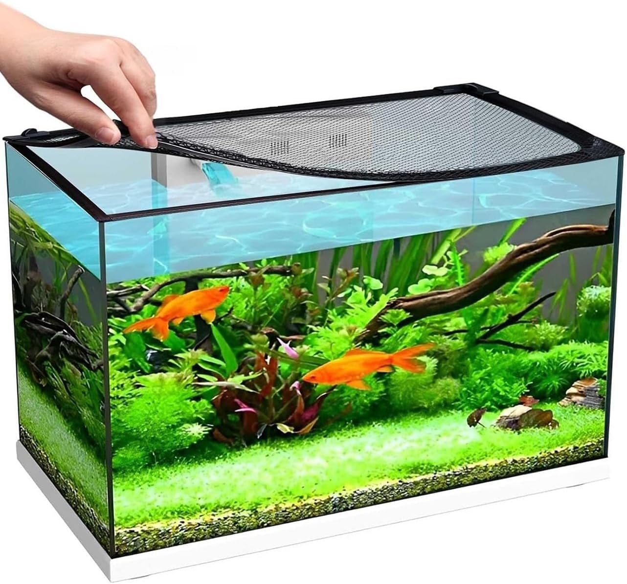 Easy Install DIY Fish Tank Lid, Anti-Jump Hood Cover for Tanks, Adjustable Mesh Aquarium Lid, Washable & Custom(150x50cm)
