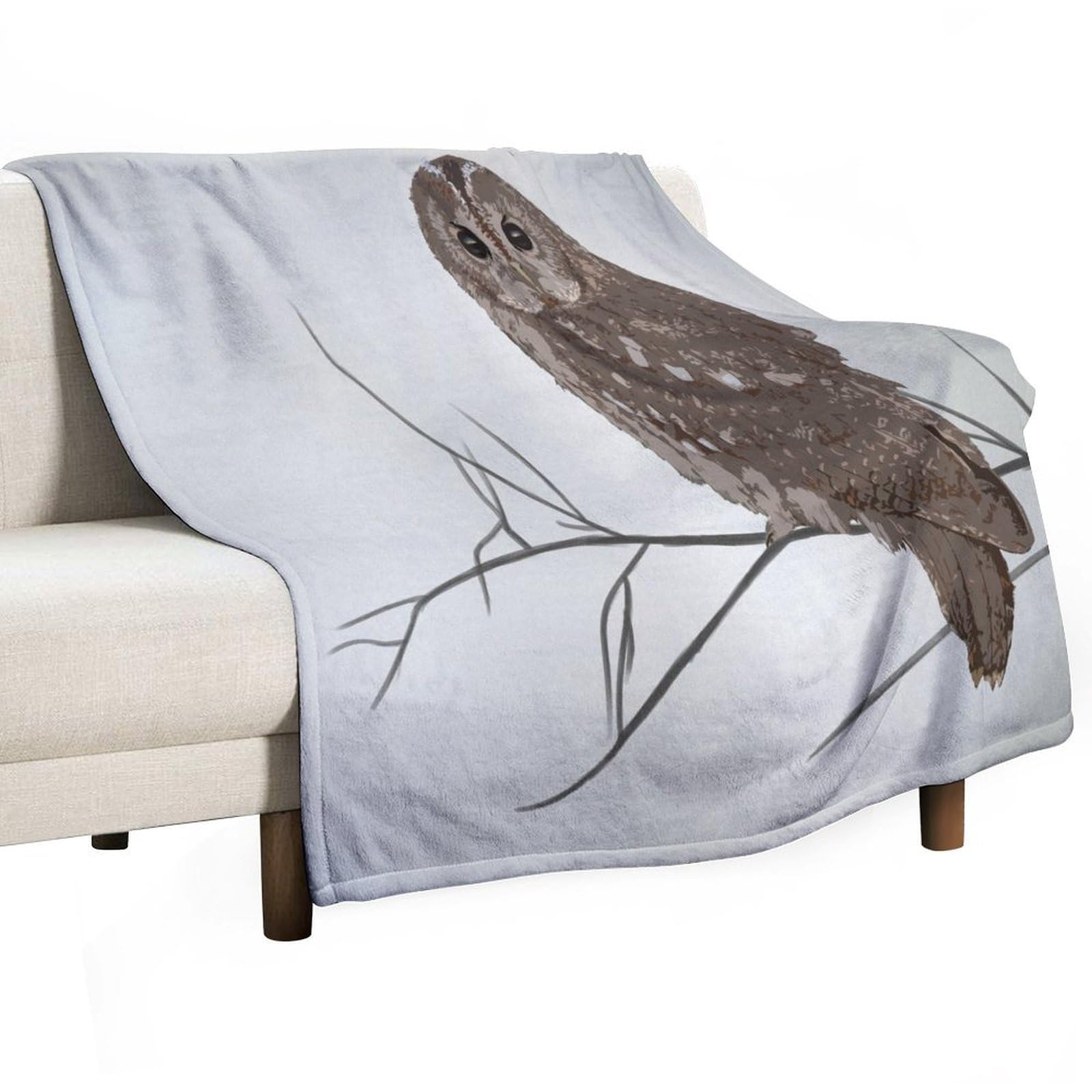 Couverture douce motif chouette plaid gris grand format pour lit dortoir et canapé confortable