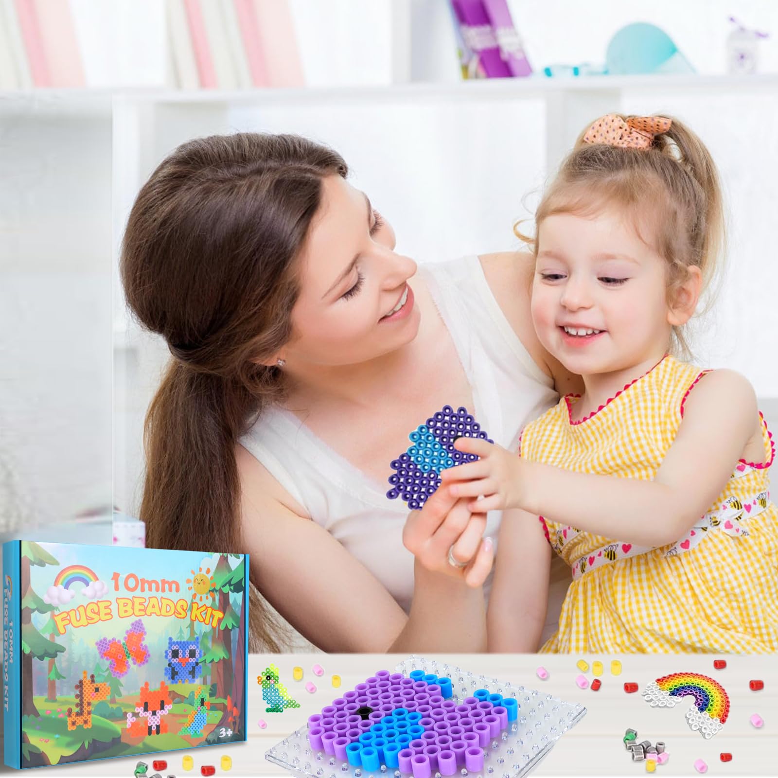 Kit De Perles à Repasser 10 Mm – 1000 Pièces – 12 Couleurs – 10 Modèles Animaux – Dès 3 Ans