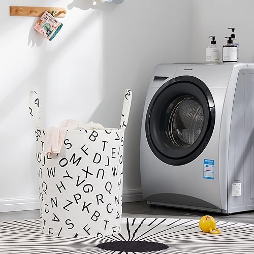 Miniatura 6 de TECHMILLY Cesta de almacenamiento grande para niñas y niños, cesta de lavandería plegable con asas largas, contenedores de juguetes para guardería,