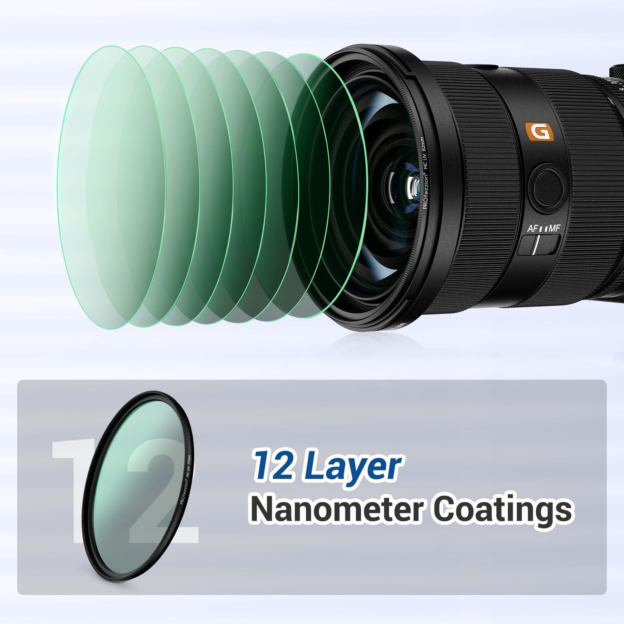 PROfezzion Filtr UV 49 mm, ultracienka osłona obiektywu aparatu do Canon EOS R100 R50 R10 z obiektywem RF-S 18-45 mm, do Canon EOS M50 M6 Mark II M5 M6 M200 z obiektywem EF-M 15-45 mm i innymi