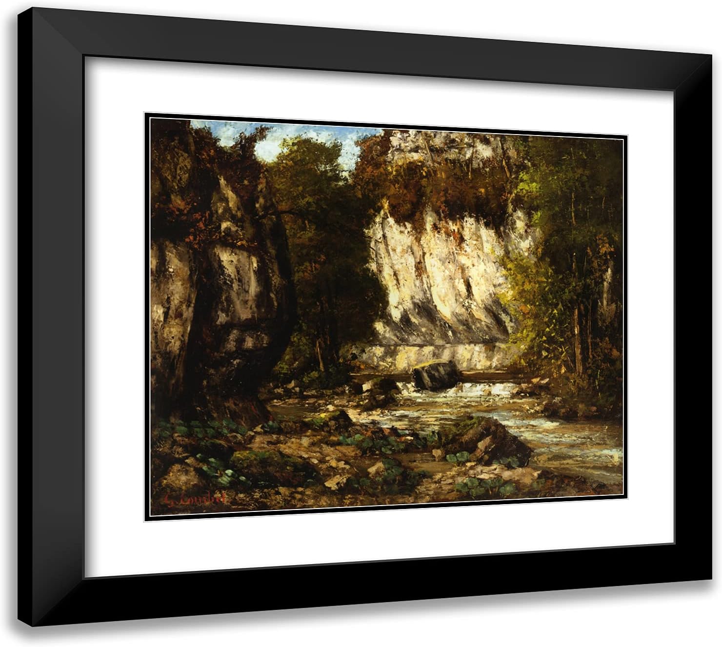 ArtDirect Courbet, Gustave 22x20 Gold Ornate Framed Art Print with Double Matting Titled: River l