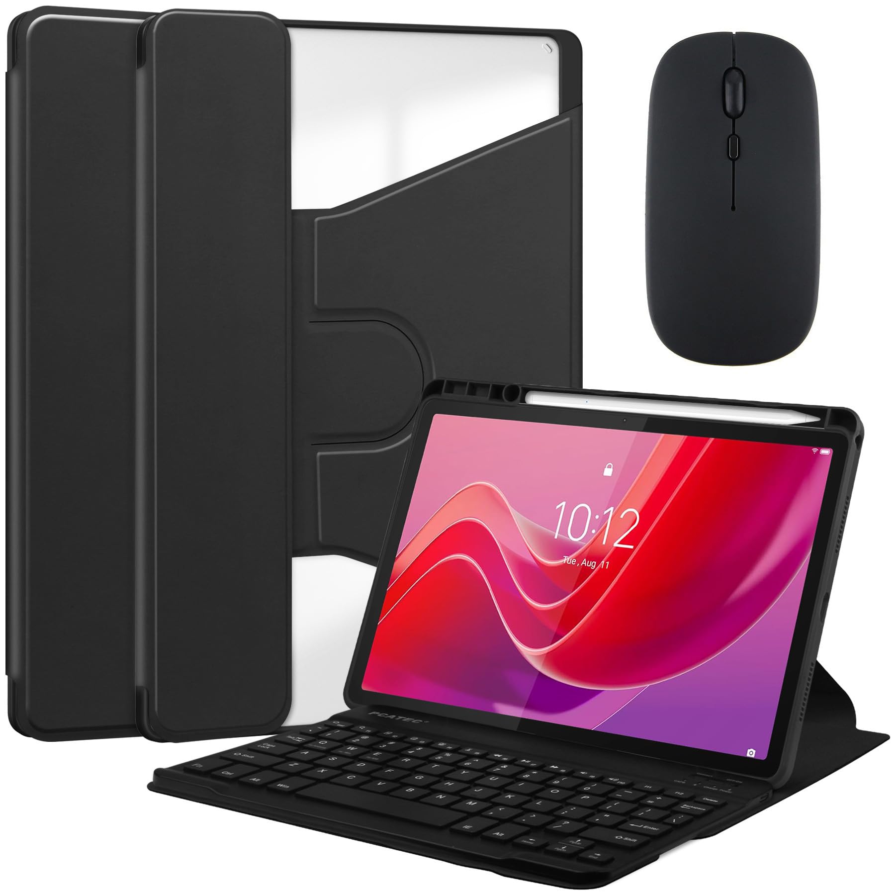 Funda con Teclado para Lenovo Tab M11 (TB-330FU/330XU) 11", Español Ñ, Funda Giratoria Y Teclado Bluetooth Desmontable con Portalápices,Negro