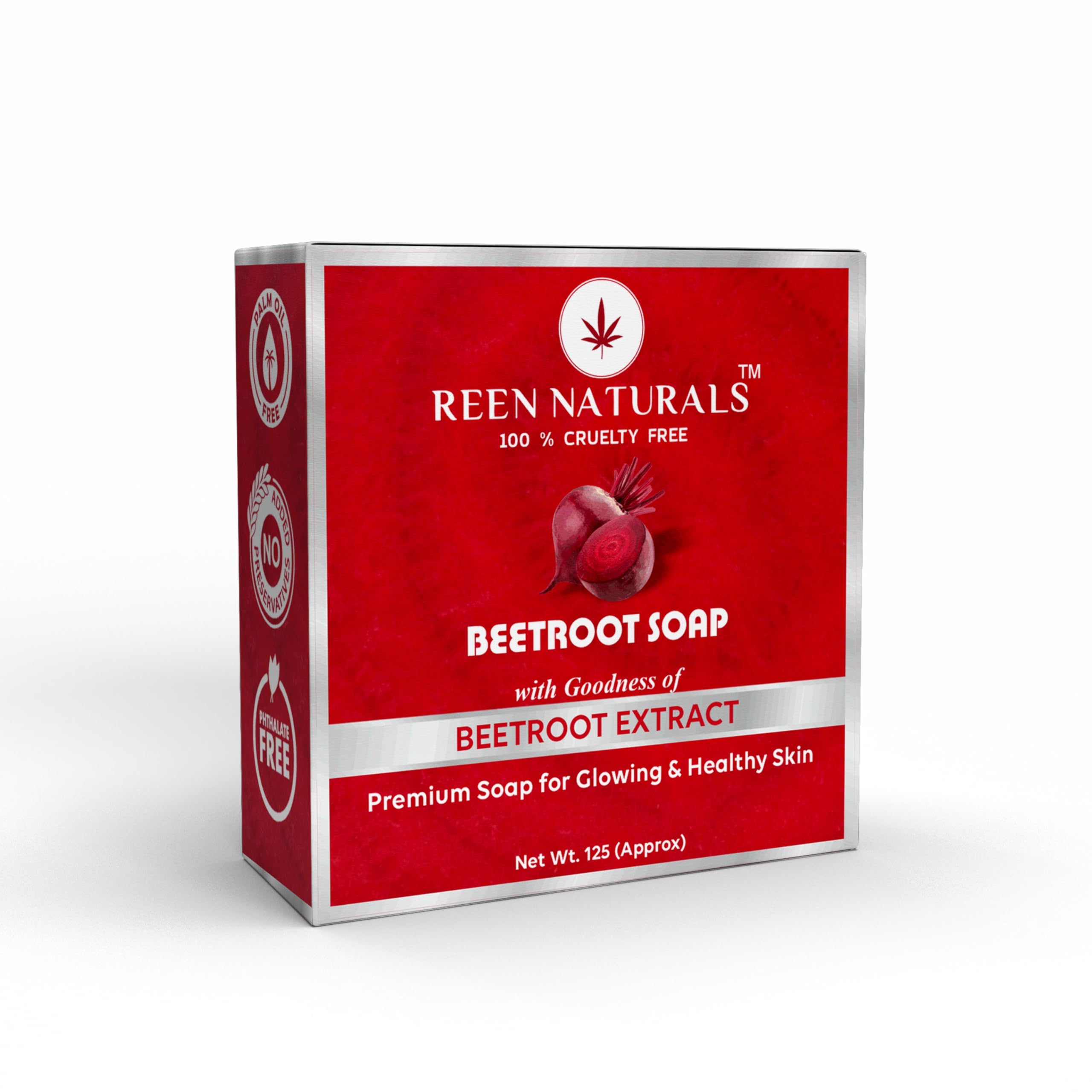 REENNATURALS Reen Naturals BEETROOT SOAP | Premium Soap for Glowing and Healthy Skin | Handmade Soap 125gm