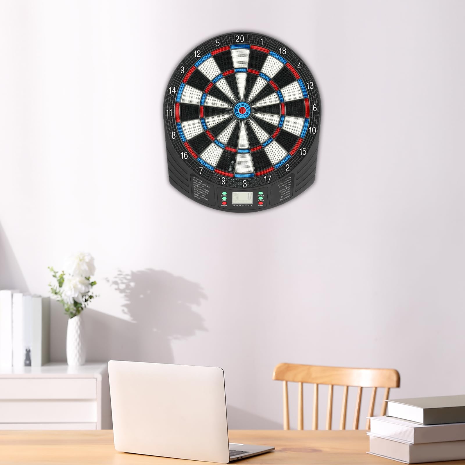 Cible de fléchettes électronique avec écran LCD, alternative à 18 jeux, comptage automatique pour 1 à 8 joueurs, montage mural pour la maison, le bureau