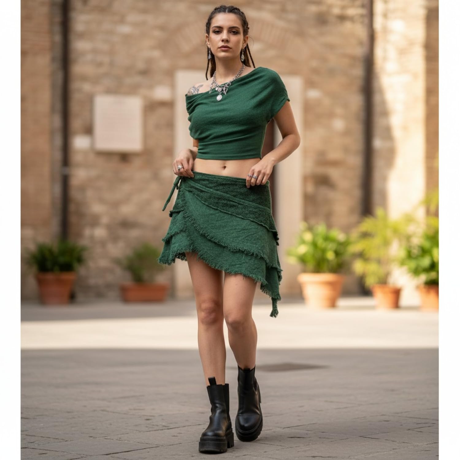 Guru-Shop, Goa Cacheur, Minigonna, Gonna a Portafoglio, Cotone, Gonne Corte
