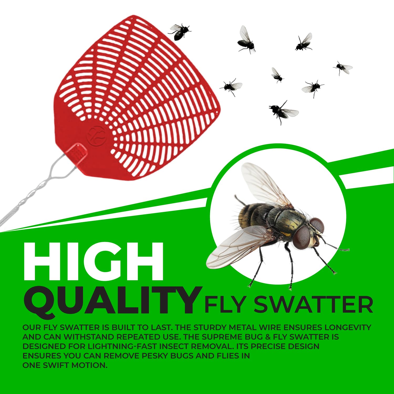 Supreme 6-Pack Fly Swatters - Bug Control -8