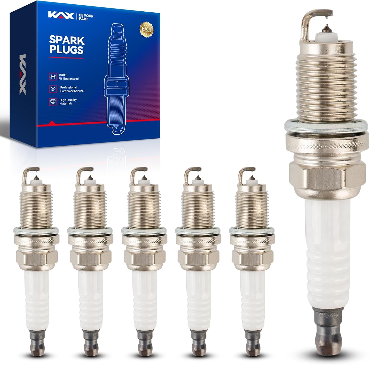 KAX Spark Plug 3657 IZFR5K11,6 pack Double Iridium Spark Plugs Fit for 2005-2010 Odyssey EX-L/EX 3.5L, 2006-2008 Pilot, 2006-2008 Ridgeline, 2003-2006 MDX,2004-2007 Vue, 9807B5517W,9807B5517WA0