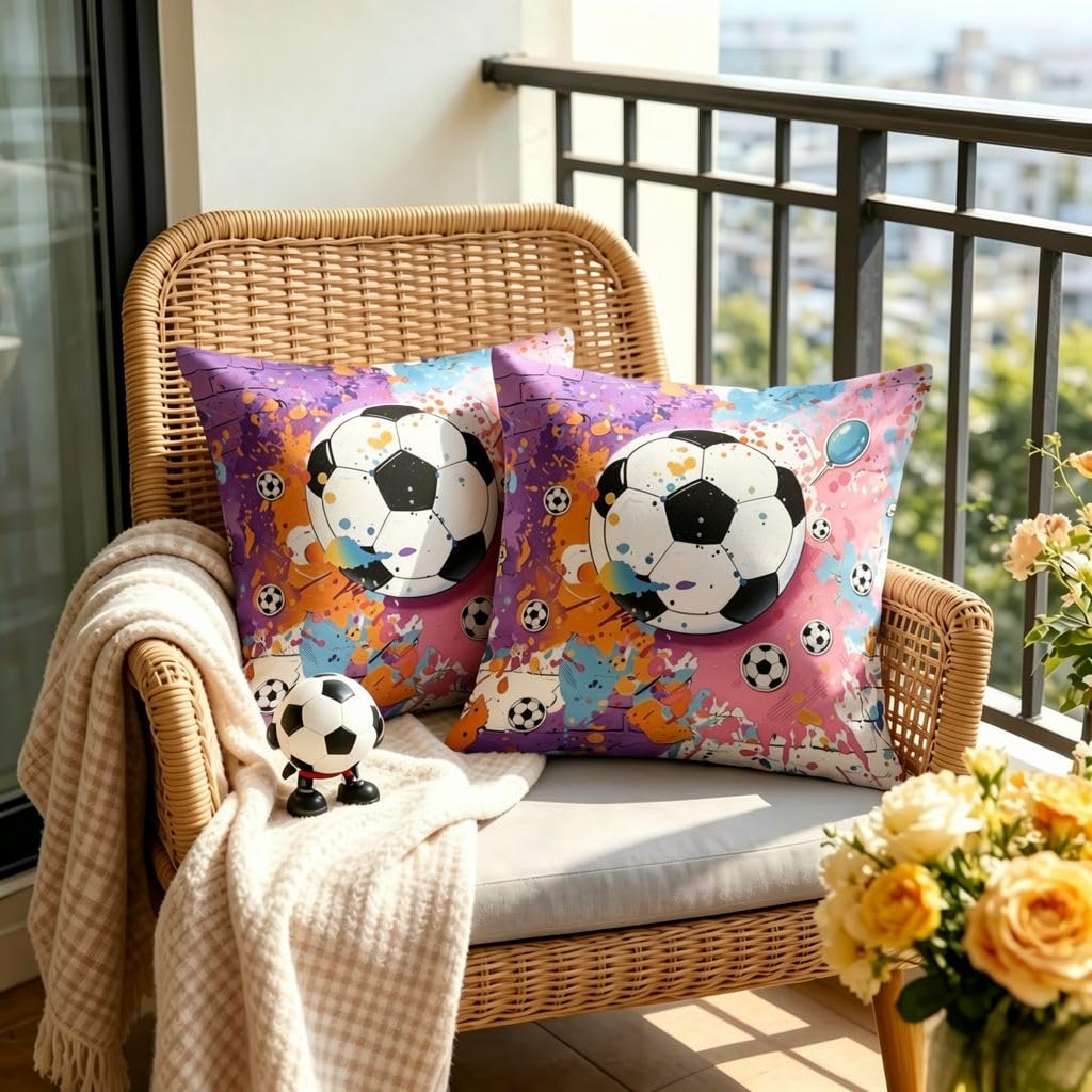 Graffiti Soccer Linen Pillow Covers -14x14