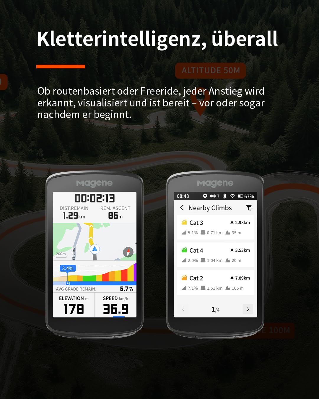 Magene C706 GPS Fahrradcomputer, Kartennavigation, 3,3-Zoll-Farb-Touchscreen, Dualband-Positionierung, Sprachbenachrichtigung, Metall Montage, Anpassbare Datenanzeige, Indoor-Training