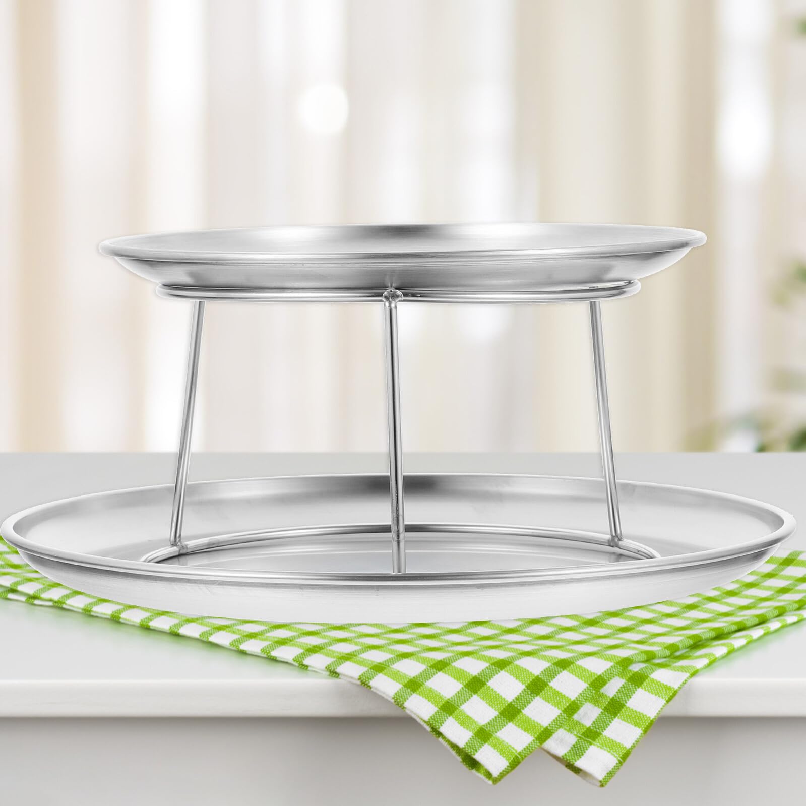 Set da Esposizione per Tavolo da Dessert in Acciaio Inox 2 Livelli Vassoio da Portata per Antipasti e Cupcake Supporto Rustico per Feste di Matrimonio e Buffet