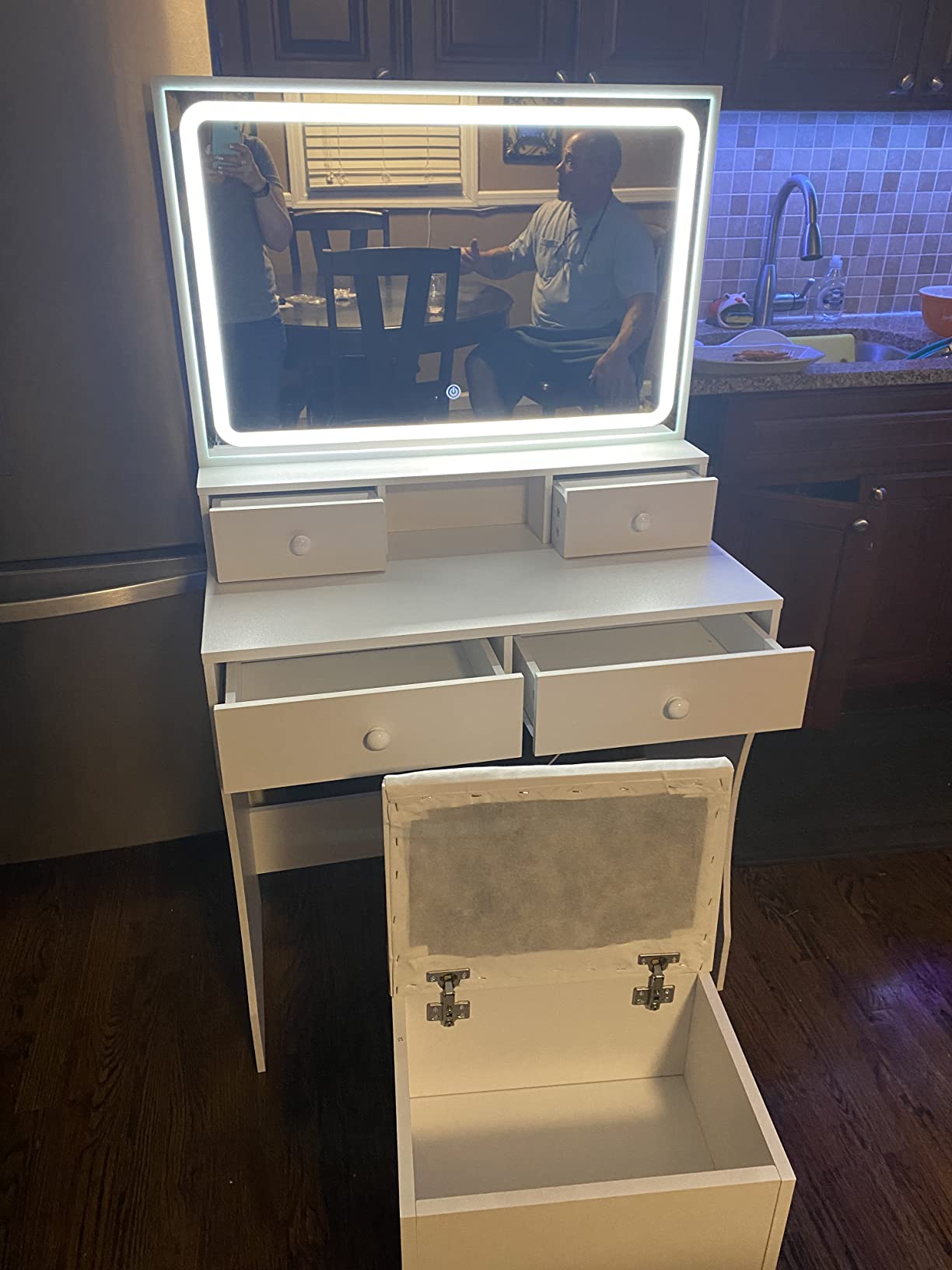 39/mo Finance IRONCK Vanity Desk Set with LED Lighted Mirror & Power