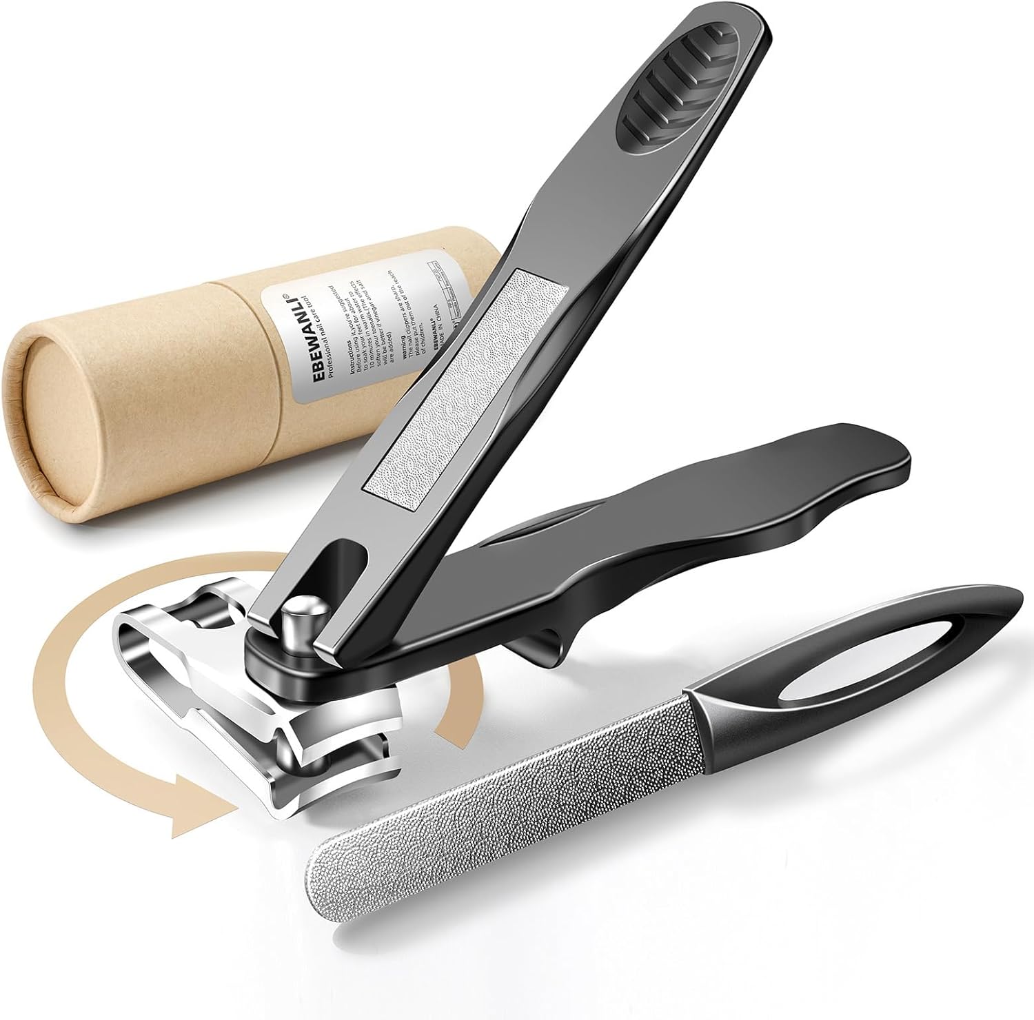 EBEWANLI Large Angled Nail Clippers for Seniors, Long