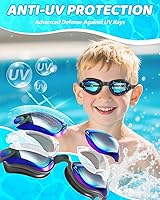 Vista 2 de Aegend - Gafas de natación de 2 unidades, gafas de natación para niños, niños y niñas de 3 a 14 años