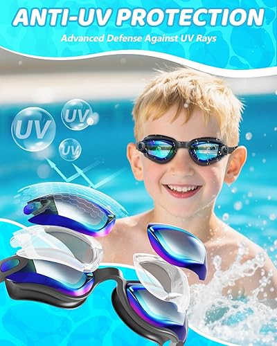 Miniatura 2 de Aegend - Gafas de natación de 2 unidades, gafas de natación para niños, niños y niñas de 3 a 14 años