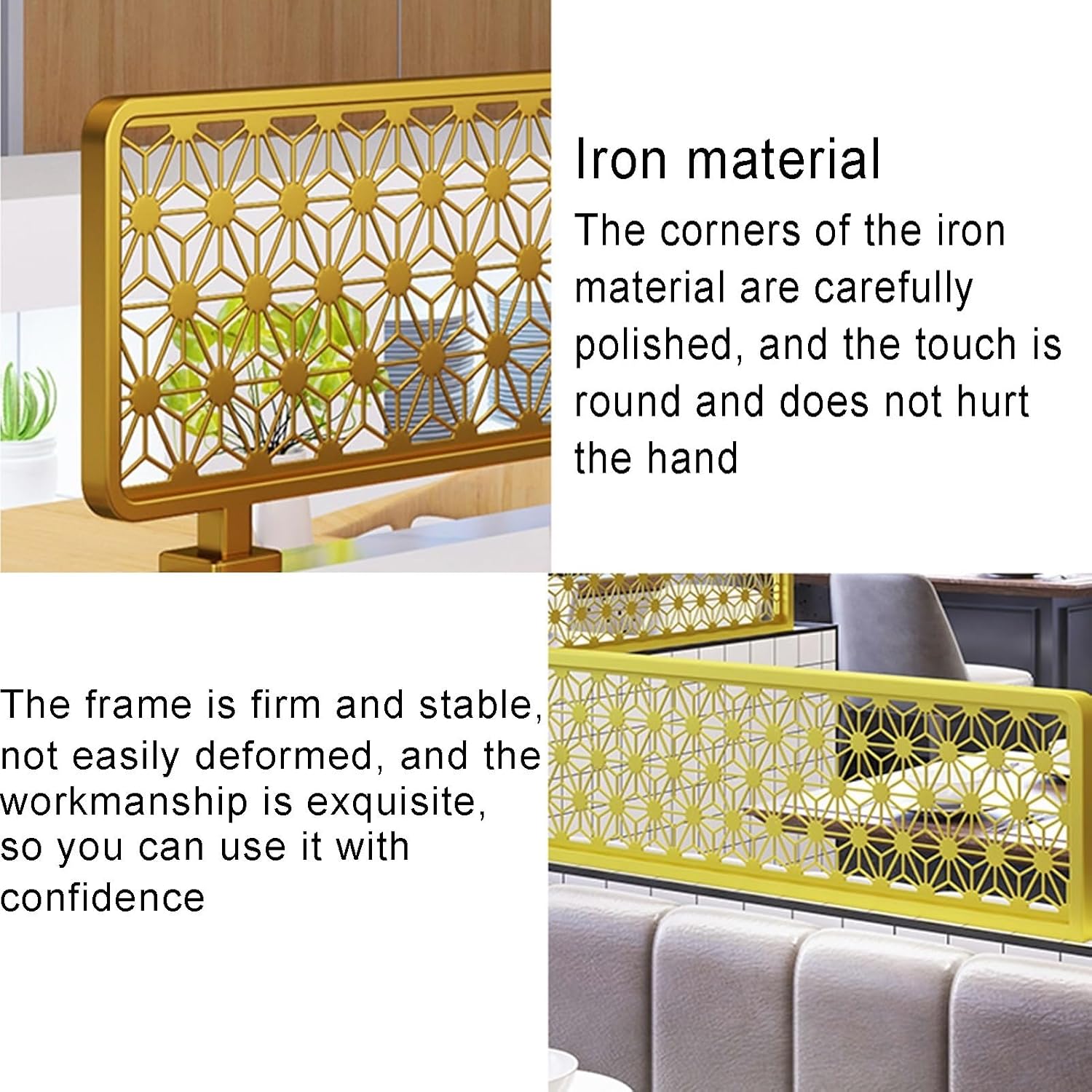 Dividers for Dining Areas, Hollow Out Iron Art Decorative Partitions Panels Countertop Screen Table Top Separator for Office, Hotel, 30cm Raised Low Fence (Color : Gray, Size : 30x120cm)