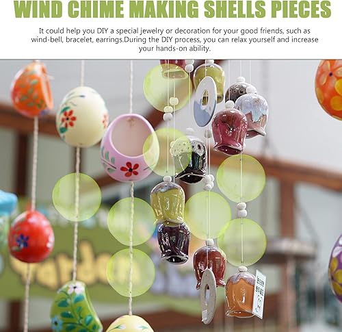 Miniatura 4 de GLEAVI 100 unidades de conchas redondas Capiz con 2 agujeros, accesorio pulido para rebanadas de perlas para hacer joyas (verde claro)