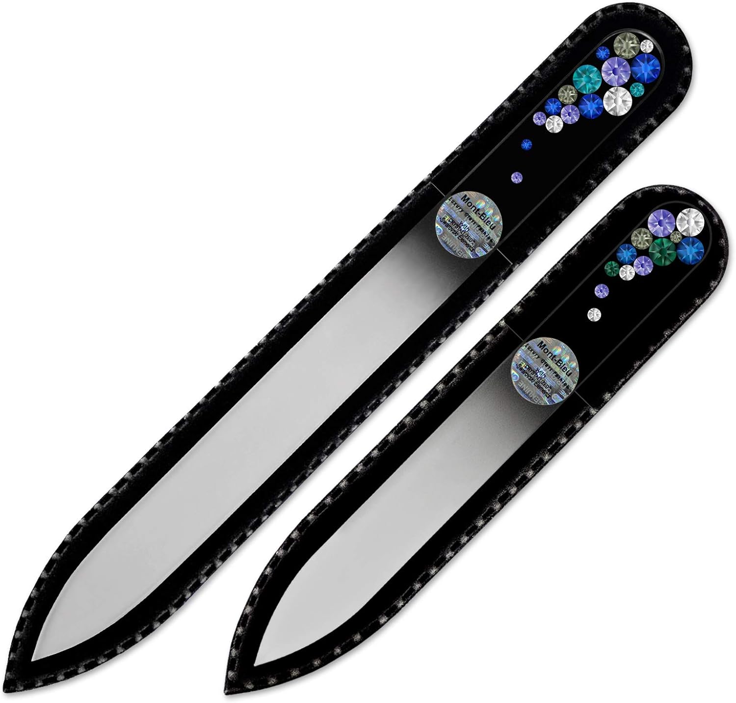 Mont Bleu Set of 2 Glass Nail Files Hand Decorated with Swarovski