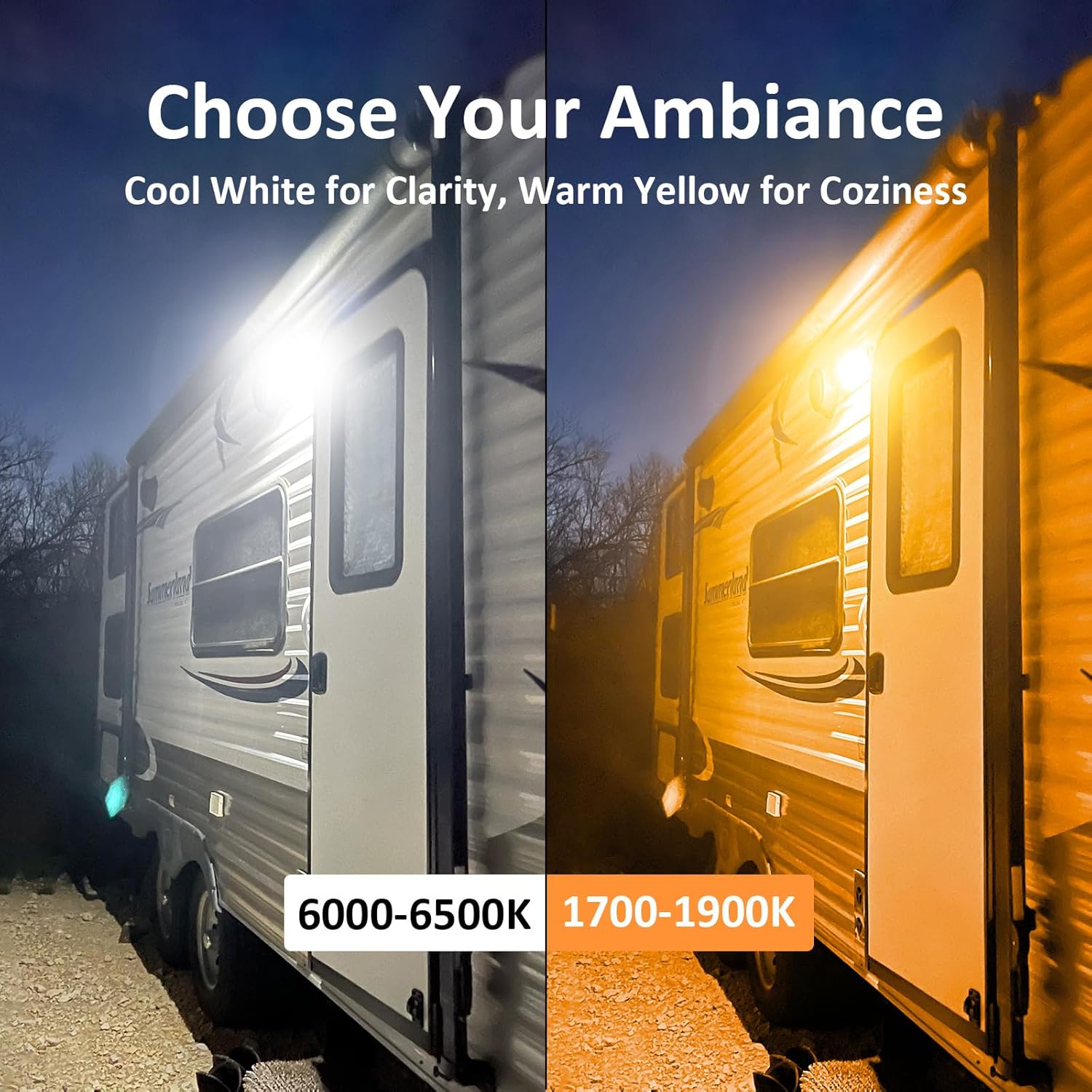 Aluminum Dual-Color RV LED Porch Light - 1400lm High Brightness, 12V-30V, IP67 Waterproof + Aluminum RV Plumbing Vent Cap