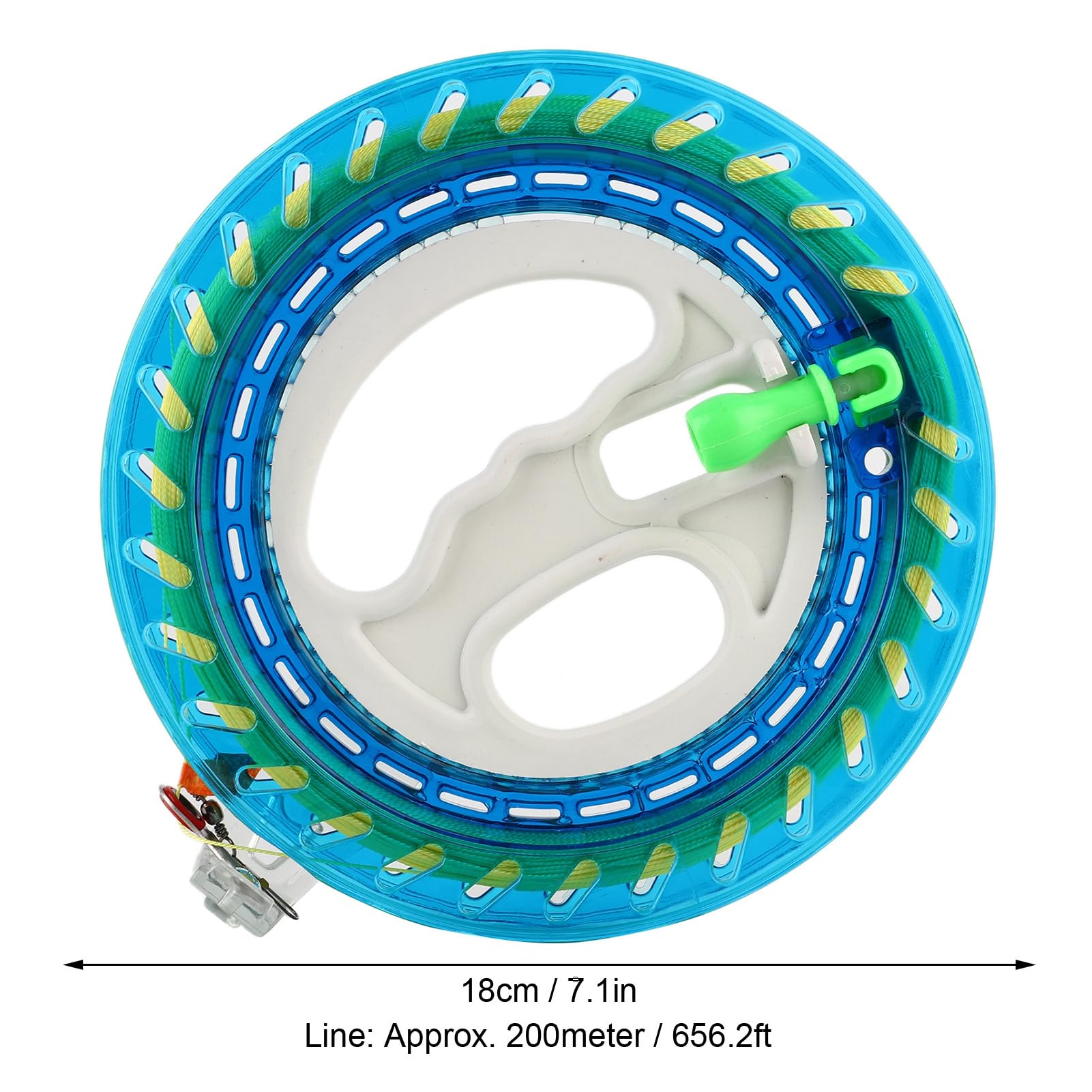 18cm Kite Reel, with Cyclone Blade Pattern and Steel Ball Bearing, Lock Button, Great Kite Accessories for Children, 200m Line Included