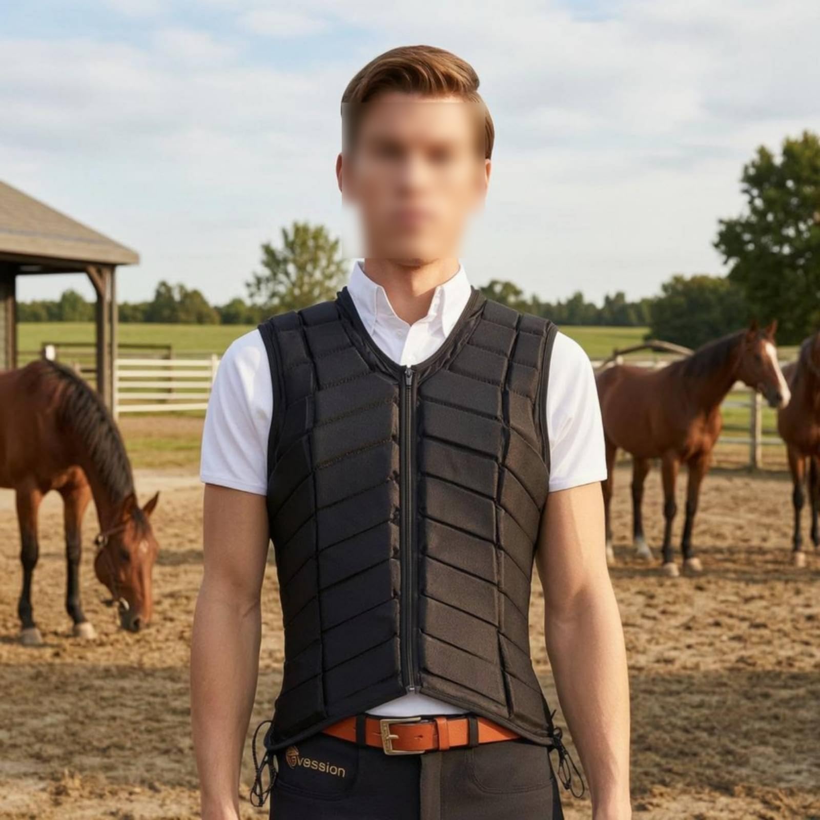 LOVIVER Gilet Protettivo Equestre Giubbotto Sicurezz Panciotto Toracico Pettorina Cavalcata con Protezione Torace E Schiena Chiusura Frontale a Zip Adatto per Maneggio Trekking Lezioni
