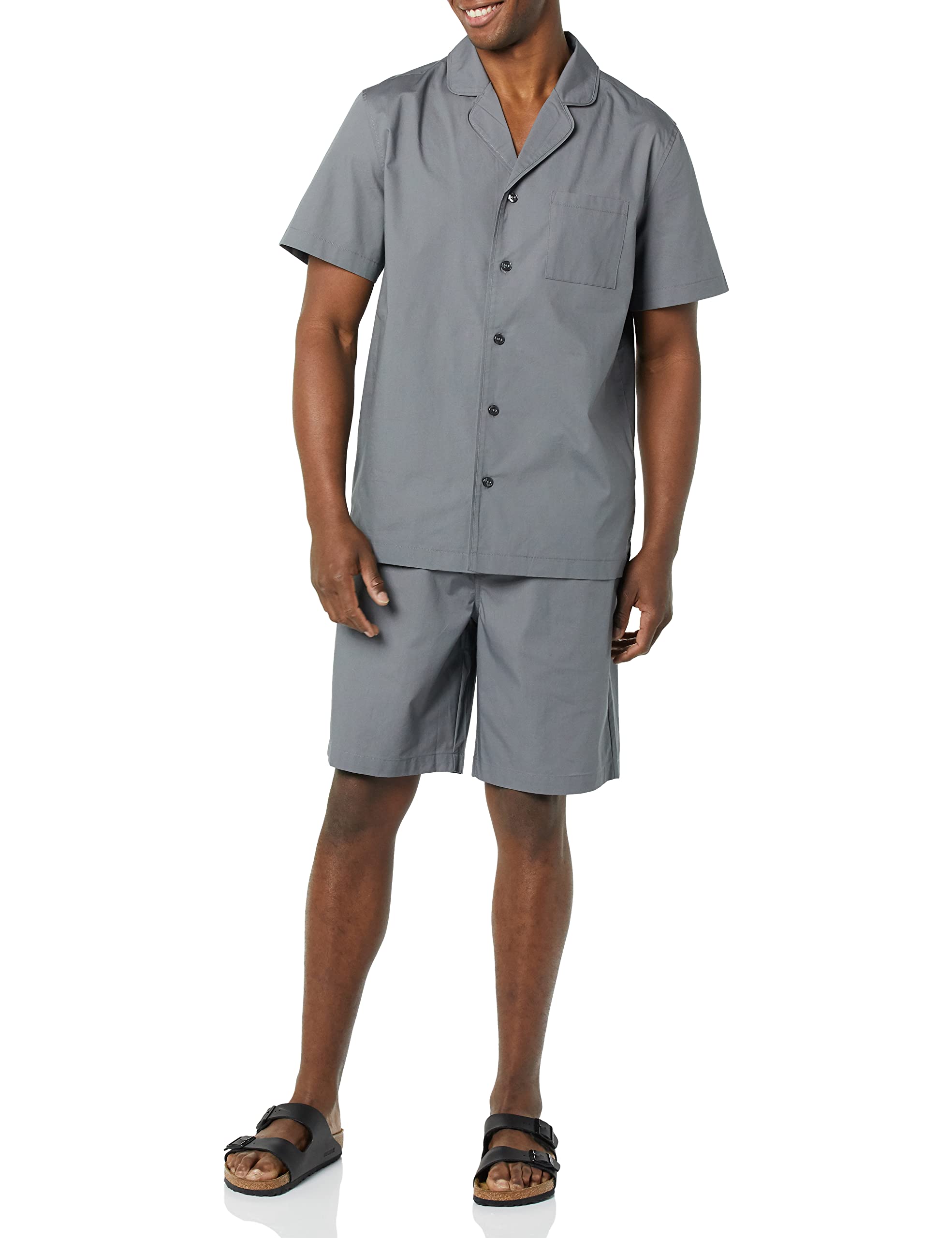 Amazon Essentials Men's AEM20153SS22 Pyjama Sets, Charcoal, XL (Manufacturer Size:XL)