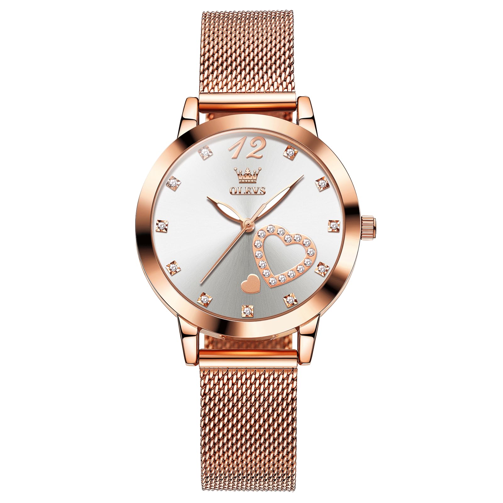 OLEVS Uhr Damen Rosegold Elegant Analog Wasserdicht Quarzuhr mit Datum