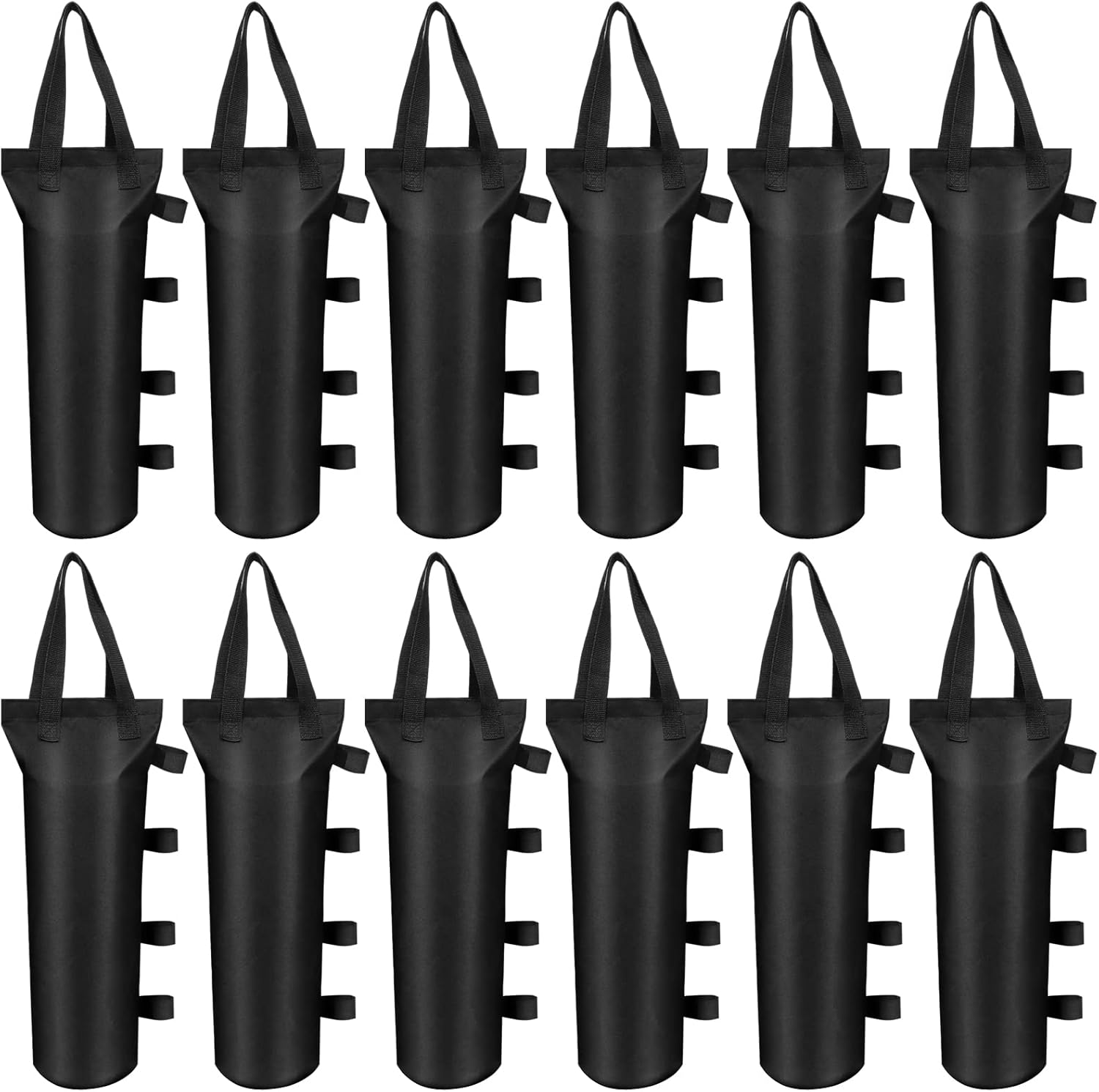 12 Pack Canopy Sand Bags 396 LBS Heavy Duty Canopy Weight Sand Bags Black Large Canopy Support Frame Fixed Sandbag Windproof Sandbag for Instant Outdoor Sun Shelter Patio Umbrella (No Sand)